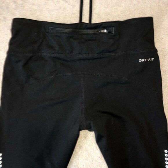 NIKE Dri-Fit Womens Black Running Pants Leggings Reflective Bars Sz Small - Picture 8 of 10